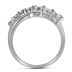 Sterling Silver Womens Round Natural Diamond Band Ring 1/8 CTW 2.6 Gram