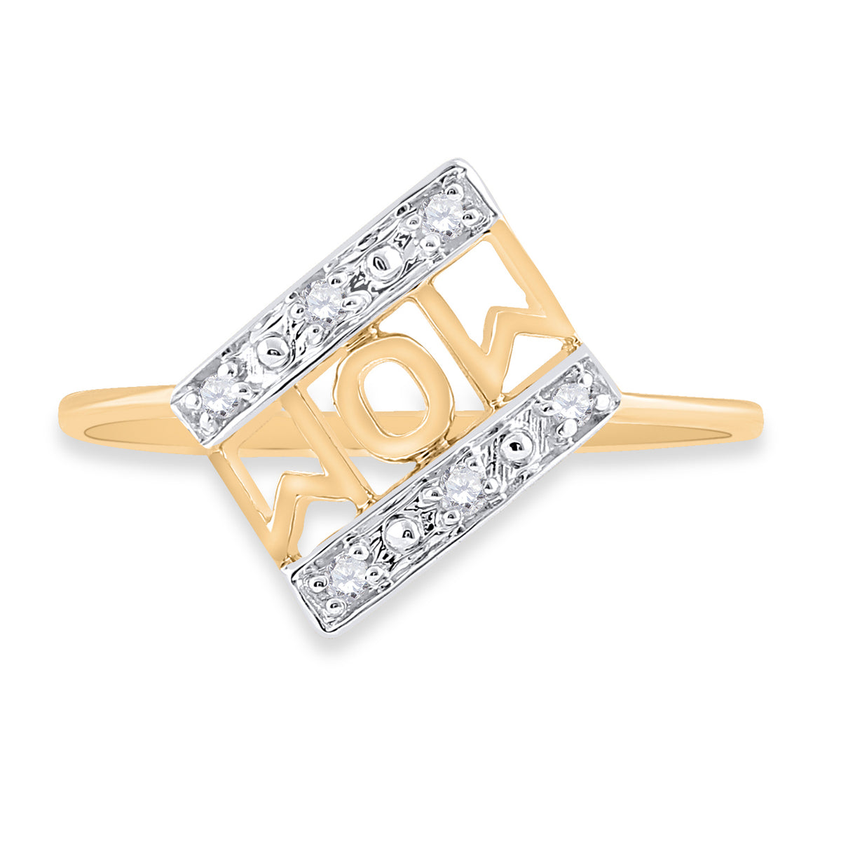 10K Yellow Gold Womens Round Natural Diamond Mom Mother Accent Ring 1/20 CTW 0.95 Gram