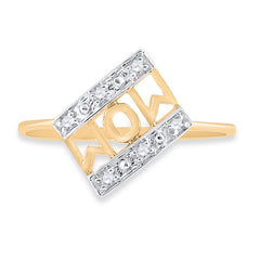 10K Yellow Gold Womens Round Natural Diamond Mom Mother Accent Ring 1/20 CTW 0.95 Gram
