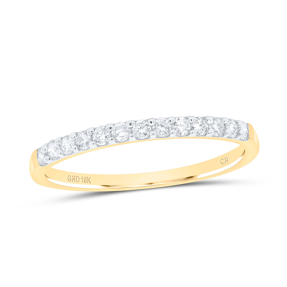 10K Yellow Gold Womens Round Pave-Set Diamond Wedding Band 1/6 CTW 1 Gram