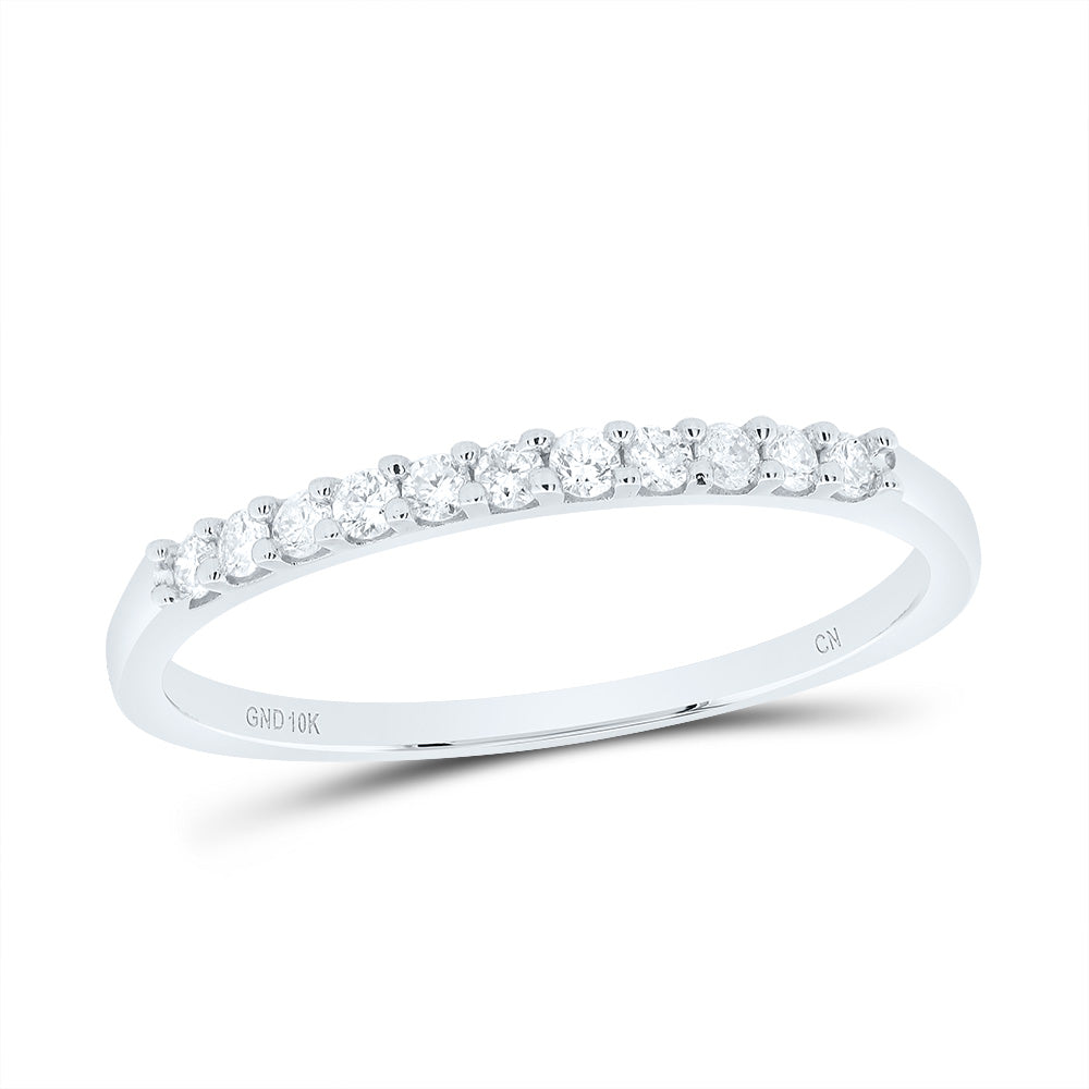 10K White Gold Womens Round Natural Diamond Wedding Band Ring 1/6 CTW 1 Gram