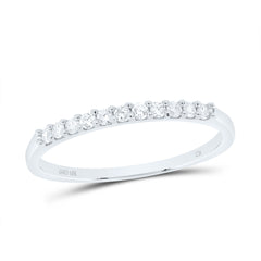 10K White Gold Womens Round Natural Diamond Wedding Band Ring 1/6 CTW 1 Gram