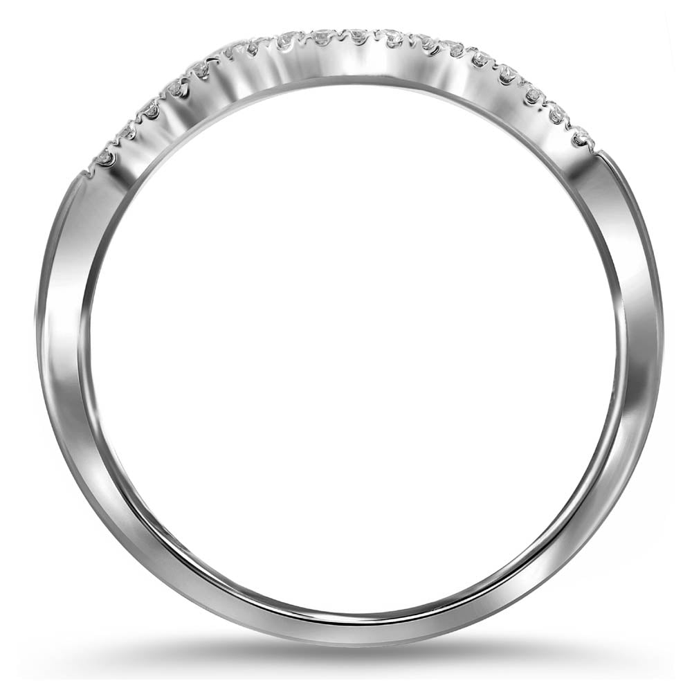 14kt White Gold Womens Round Diamond Contoured Enhancer Wedding Band 1/12 Cttw