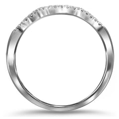 14kt White Gold Womens Round Diamond Contoured Enhancer Wedding Band 1/12 Cttw