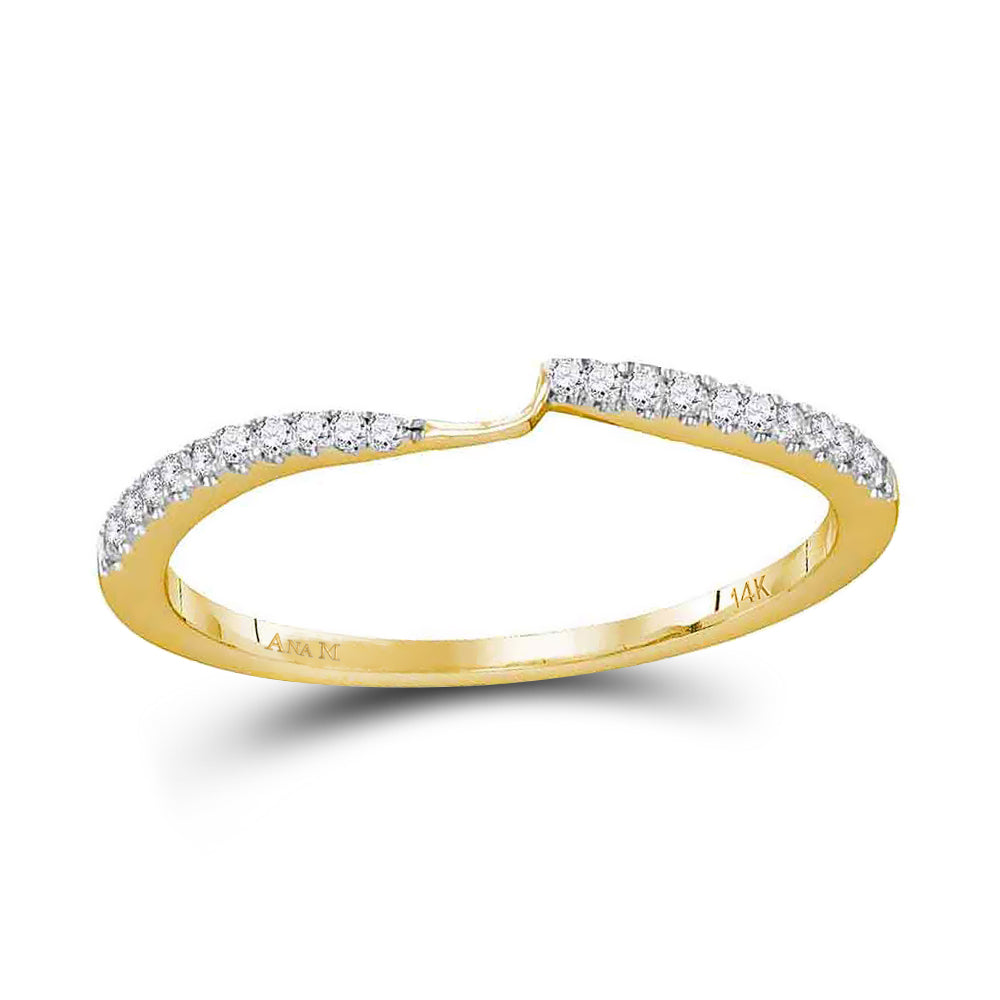 14kt Yellow Gold Womens Round Diamond 2-stone Wedding Band 1/10 Cttw