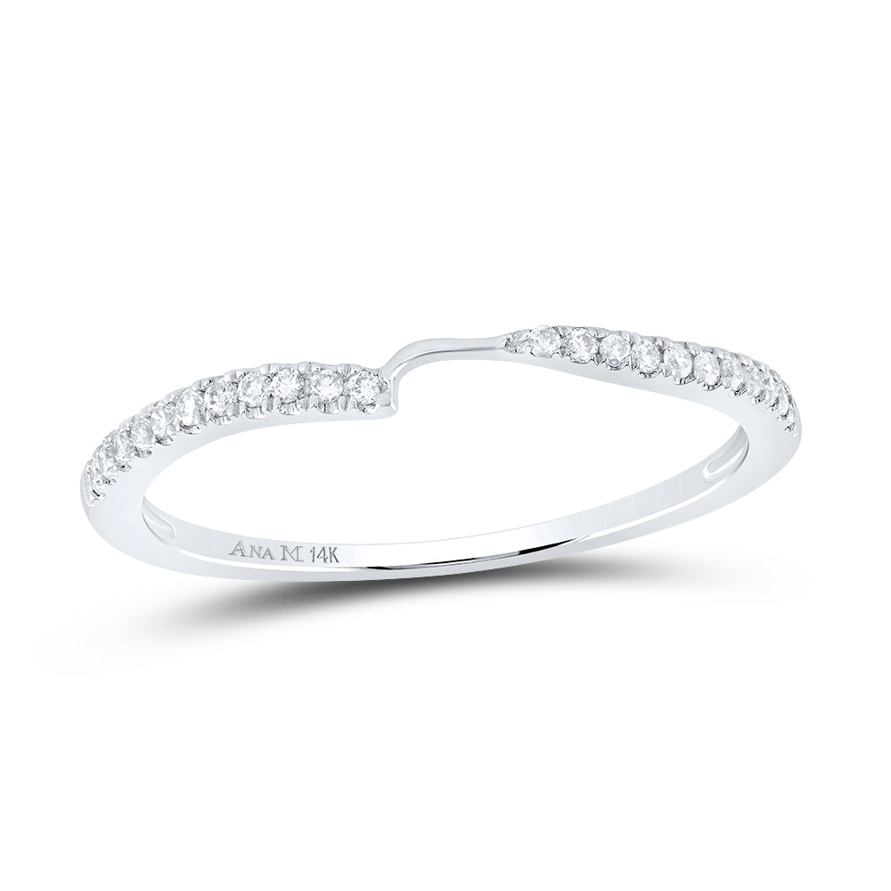 14kt White Gold Womens Round Diamond 2-stone Wedding Band 1/4 Cttw (Certified)