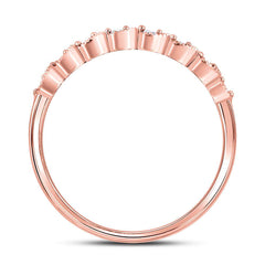 10kt Rose Gold Womens Round Diamond Stackable Band Ring 1/10 Cttw