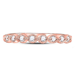 10kt Rose Gold Womens Round Diamond Stackable Band Ring 1/10 Cttw