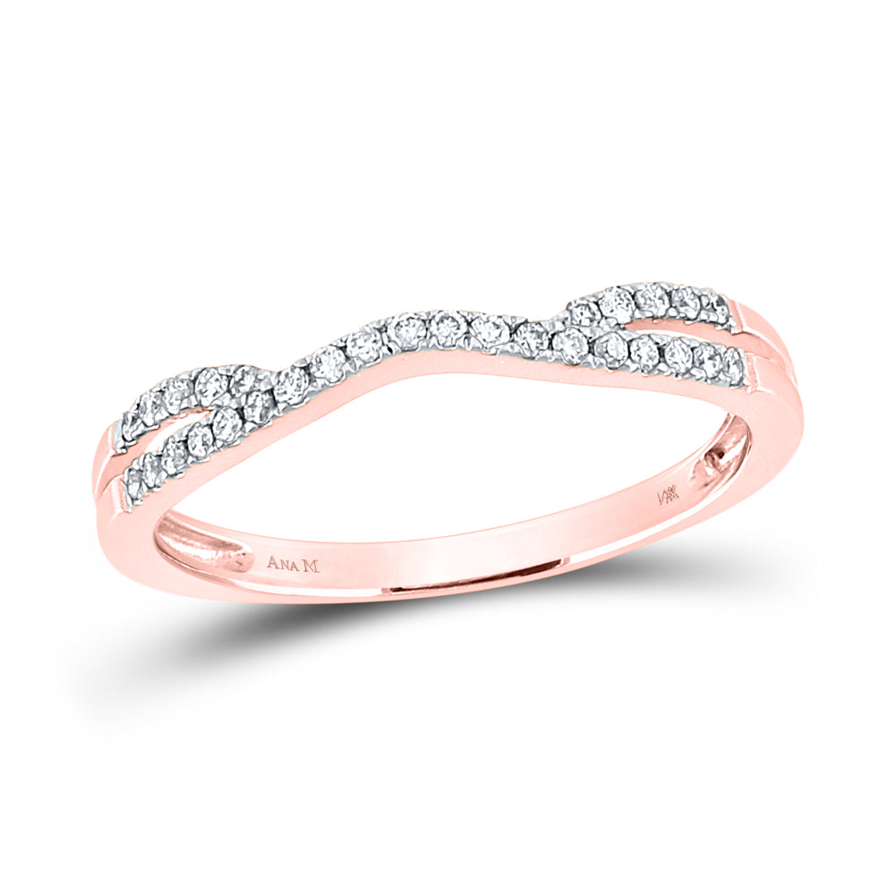 14kt Rose Gold Womens Round Diamond Band Ring Guard Enhancer 1/6 Cttw