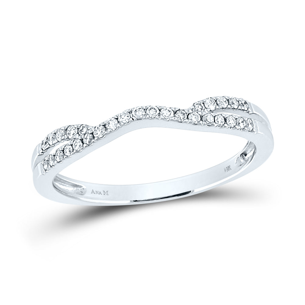 14kt White Gold Womens Round Diamond Contour Wrap Ring Guard Enhancer 1/6 Cttw