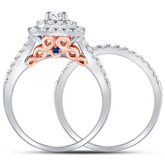 14kt Two-tone Gold Womens Round Diamond Bridal Wedding Engagement Ring Band Set 1-1/4 Cttw (Certified)