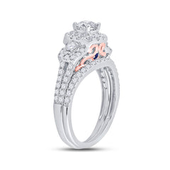 14kt Two-tone Gold Womens Round Diamond Bridal Wedding Engagement Ring Band Set 1-1/2 Cttw (Certified)