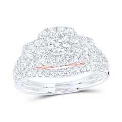 14kt Two-tone Gold Womens Round Diamond Bridal Wedding Engagement Ring Band Set 1-1/2 Cttw (Certified)
