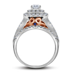 14kt Two-tone Gold Womens Round Diamond Bridal Wedding Engagement Ring Band Set 1-1/2 Cttw (Certified)