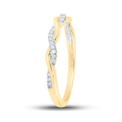 10kt Yellow Gold Womens Round Diamond Stackable Band Ring 1/10 Cttw