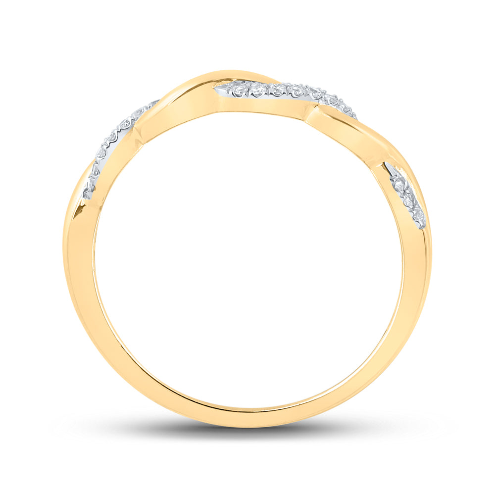 10kt Yellow Gold Womens Round Diamond Stackable Band Ring 1/10 Cttw