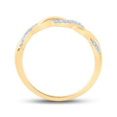 10kt Yellow Gold Womens Round Diamond Stackable Band Ring 1/10 Cttw