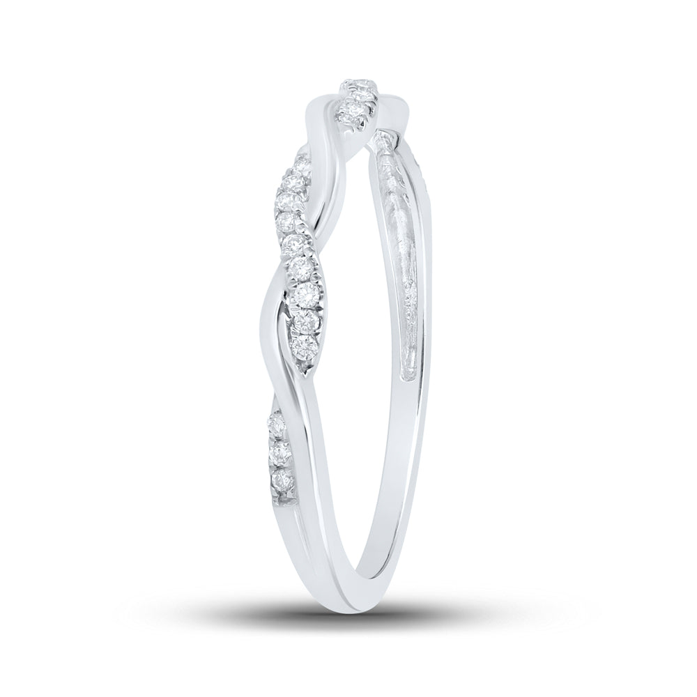 10kt White Gold Womens Round Diamond Stackable Band Ring 1/10 Cttw