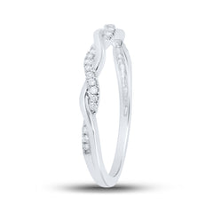 10kt White Gold Womens Round Diamond Stackable Band Ring 1/10 Cttw