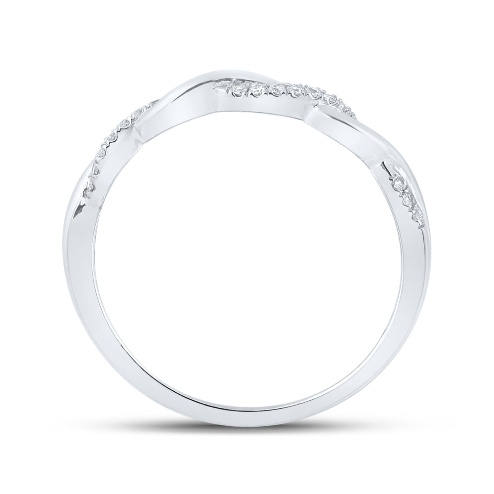 10kt White Gold Womens Round Diamond Stackable Band Ring 1/10 Cttw