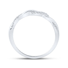 10kt White Gold Womens Round Diamond Stackable Band Ring 1/10 Cttw