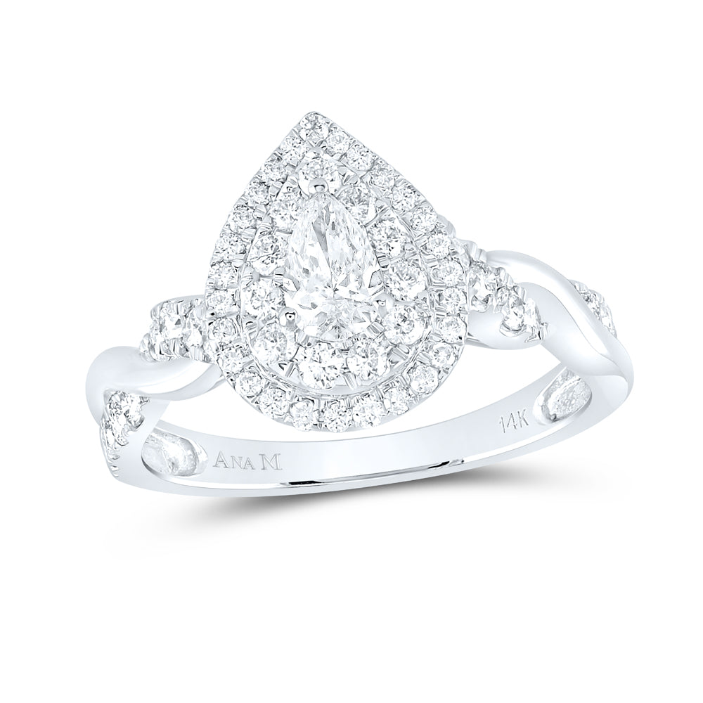 14kt White Gold Womens Pear Diamond Solitaire Bridal Wedding Engagement Ring 1.00 Cttw (Certified)