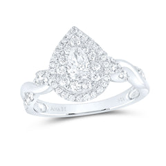 14kt White Gold Womens Pear Diamond Solitaire Bridal Wedding Engagement Ring 1.00 Cttw (Certified)