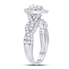 14kt White Gold Womens Pear Diamond Bridal Wedding Engagement Ring Band Set 1.00 Cttw (Certified)