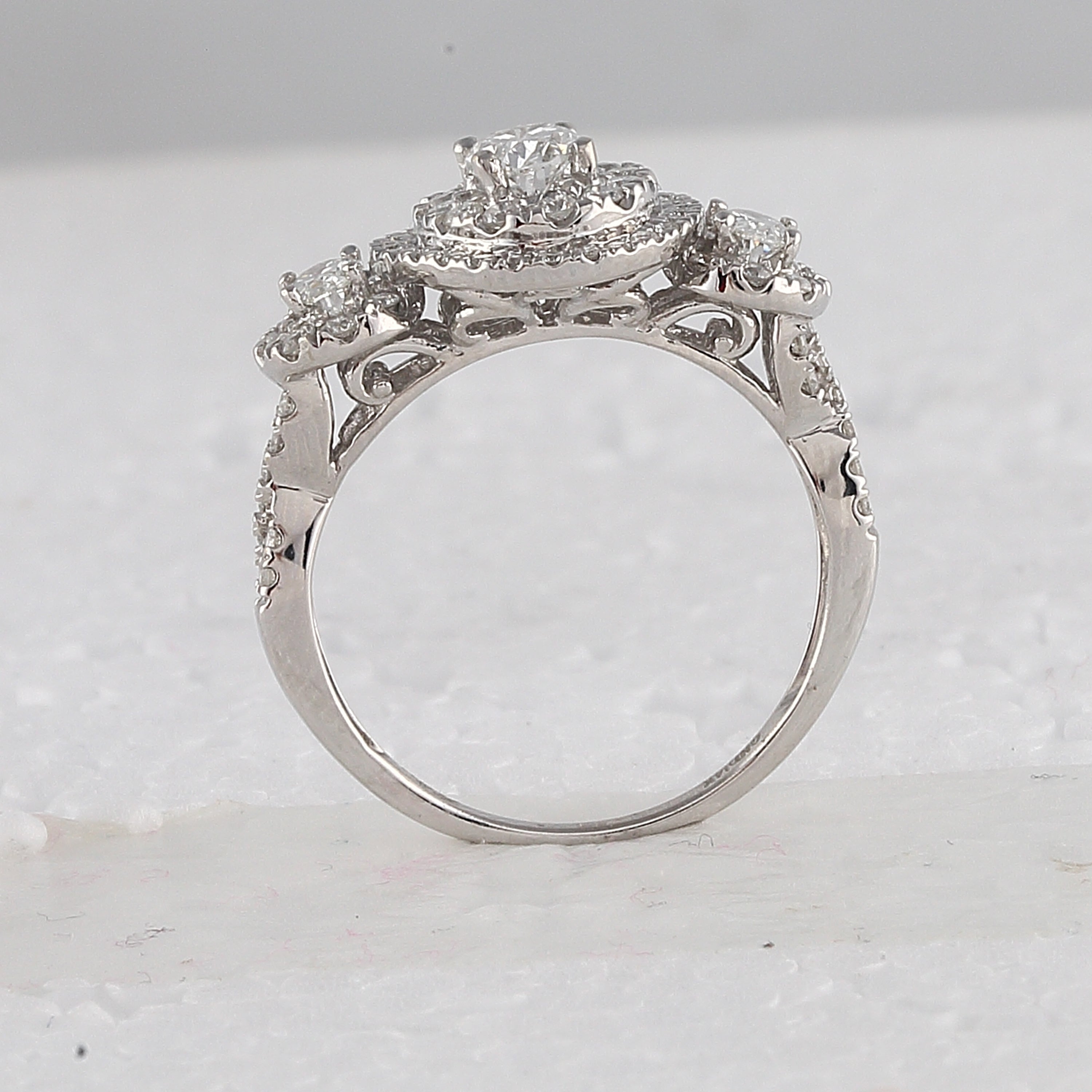 14kt White Gold Womens Oval Diamond Bridal Wedding Engagement Ring Band Set 1-1/2 Cttw (Certified)