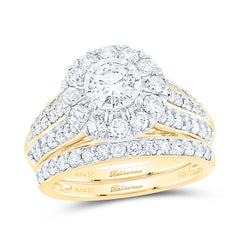 14kt Yellow Gold Womens Round Diamond Bridal Wedding Engagement Ring Band Set 2.00 Cttw (Certified)