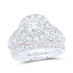 14kt Two-tone Gold Womens Round Diamond Bridal Wedding Engagement Ring Band Set 2.00 Cttw (Certified)