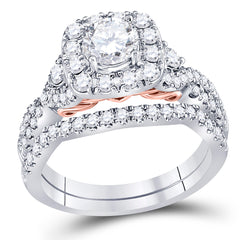 14kt Two-tone Gold Womens Round Diamond Bridal Wedding Engagement Ring Band Set 1-3/4 Cttw (Certified)