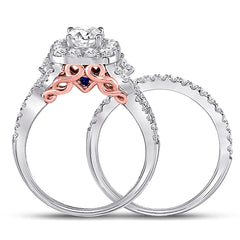 14kt Two-tone Gold Womens Round Diamond Bridal Wedding Engagement Ring Band Set 1-3/4 Cttw (Certified)