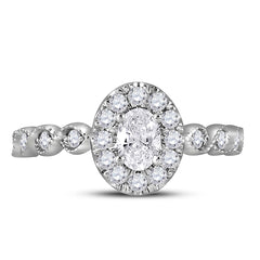 14kt Two-tone Gold Womens Oval Diamond Solitaire Bridal Wedding Engagement Ring 3/4 Cttw (Certified)