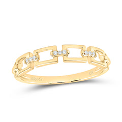 14K Yellow Gold Womens Round Natural Diamond Chain Li Stackable Band Ring .03 CTW 1.72 Gram