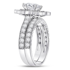 14kt White Gold Womens Marquise Diamond Bridal Wedding Engagement Ring Band Set 2.00 Cttw (Certified)