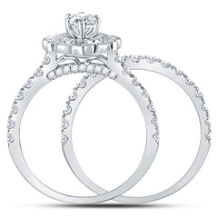 14kt White Gold Womens Marquise Diamond Bridal Wedding Engagement Ring Band Set 2.00 Cttw (Certified)