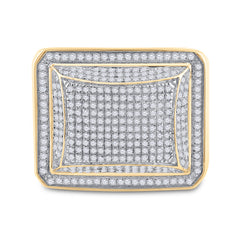 10kt Yellow Gold Mens Round Diamond Domed Square Cluster Ring 1.00 Cttw