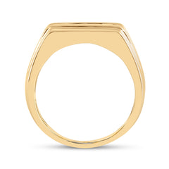 10kt Yellow Gold Mens Round Diamond Squared Edges Single Row Band Ring 1.00 Cttw