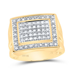 10kt Yellow Gold Mens Round Diamond Square Frame Cluster Ring 1/2 Cttw