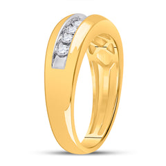 10kt Yellow Gold Mens Round Diamond Wedding Band Ring 1/2 Cttw
