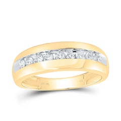 10kt Yellow Gold Mens Round Diamond Wedding Band Ring 1/2 Cttw