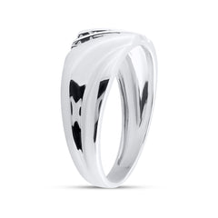 Sterling Silver Mens Round Channel-set Diamond Wedding Band Ring 1/8 Cttw