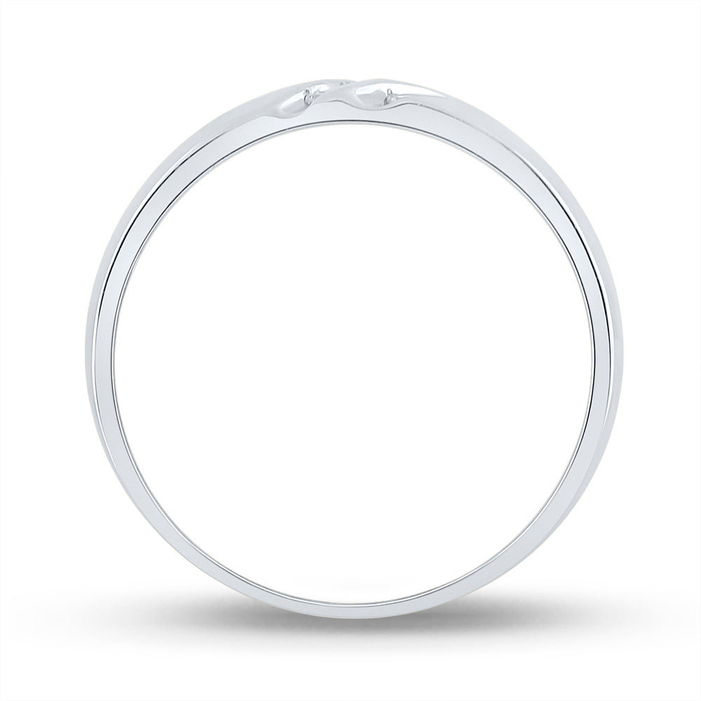 10kt White Gold Mens Round Channel-set Diamond Triple Row Wedding Band Ring 1/8 Cttw