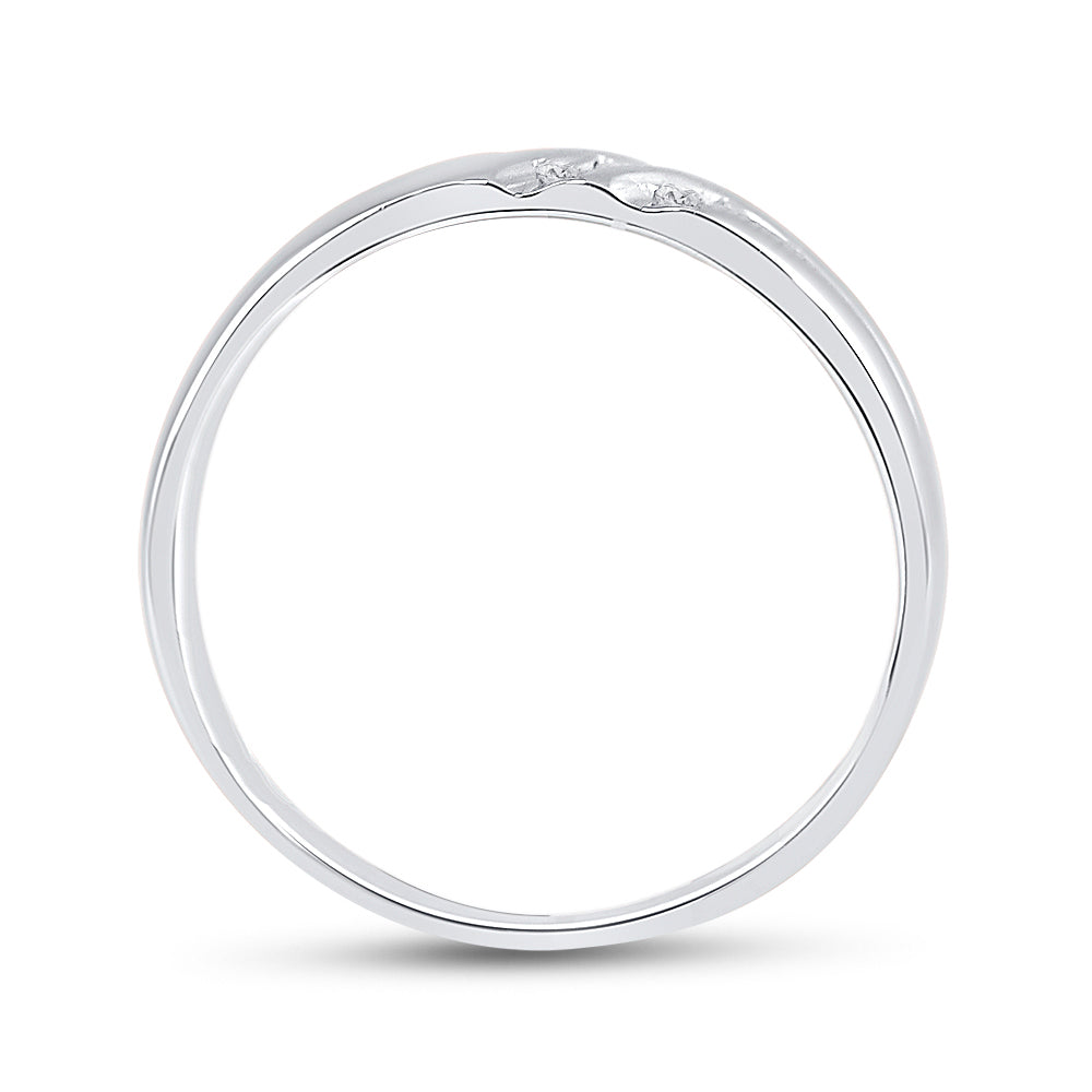 14kt White Gold Mens Round Diamond 5mm Wedding Anniversary Band Ring 1/8 Cttw