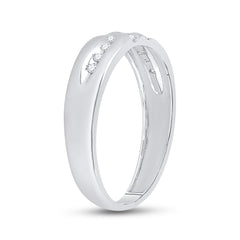 14kt White Gold Mens Round Diamond 5mm Wedding Anniversary Band Ring 1/8 Cttw
