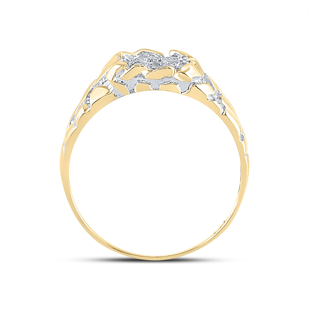 Sterling Silver Mens Round Diamond Cluster Ring 1/20 Cttw