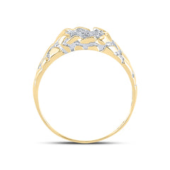 Sterling Silver Mens Round Diamond Cluster Ring 1/20 Cttw