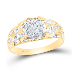 Sterling Silver Mens Round Diamond Cluster Ring 1/20 Cttw