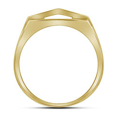 10kt Yellow Gold Mens Round Diamond Symmetrical Arched Square Cluster Ring 1/3 Cttw